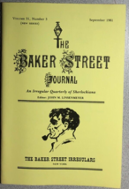 THE BAKER STREET JOURNAL v. 31 #3 September 1981 vintage Sherlock Holmes fanzine - £11.86 GBP