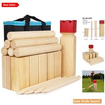 Kubb Game Set for 12 - Outdoor Tossing Fun with Carrying Bag &amp; Rubberwood - $90.04
