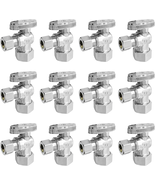 12-Pack Angle Stop Valve 1/2&quot; Comp Inlet x 3/8&quot; Comp Outlet 1/4 Turn Brass - €53,00 EUR