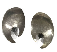Modernist Sterling Silver Onyx Earrings  - £91.81 GBP