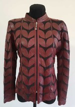 Plus Size Burgundy Leather Leaf Jacket Women All Colours Sizes Genuine Z... - £176.56 GBP