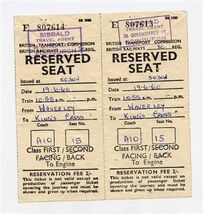 2 British Railways Reserved First Class Seat Forms 1960 Waverly to Kings... - $17.82