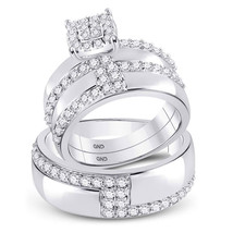 Authenticity Guarantee 
14kt White Gold His Hers Diamond Cluster Matching Bri... - £1,582.09 GBP