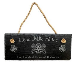 McCoy Irish Coat of Arms Slate Plaque Blessing - Céad Míle Fáilte - $27.44