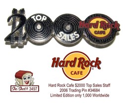 Hard Rock Cafe $2000 Top Sales Staff 2006 Trading Pin 34684 - $11.95