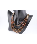 Monet Vintage Triple-Strand Amber and Smoky Brown Tone Beaded Necklace - $60.00