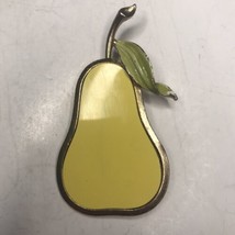 Vintage Pear Brooch Yellow with Green Enamel Gold Tone - $12.19