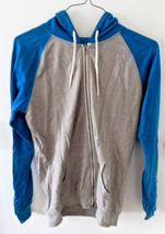 Urban Outfitters men&#39;s SMALL blue gray colorblock hood hooded sweatshirt sweater - £7.78 GBP