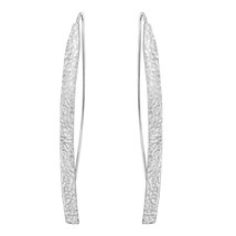 Trendy Texture Long Curved Lines .925 Sterling Silver Slide-Through Earr... - $15.83