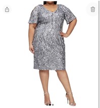 18W Alex Evenings Womens Sequined Midi Cocktail Sheath Dress Evening Plus BNWTS - £93.81 GBP