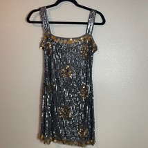 Vtg Arden B Dress Small Sequin Silver Mini Y2K Party Cocktail Glam Bodyc... - $384.85 MXN