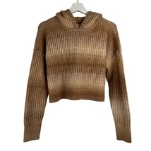 Offline By Aerie Size XS Ribbed Cropped Sweater Hoodie Brown Ombré Long Sleeve - $18.67