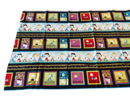 Charlie Brown Snoopy Peanut Friends Fabric, Squares &amp; Borders, Black, 2 pc, 47&quot;L - £19.44 GBP