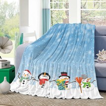 Throw Blankets, Santa Snowman With Topper Hat Luxury Ultra Soft Flannel Bed - £32.03 GBP