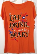 NWT SS Orange Eat Drink and be Scary Halloween T-Shirt, Women&#39;s M (8-10) - £6.49 GBP