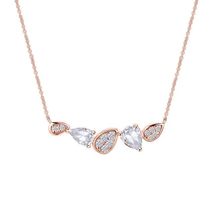 1/3 Carat Moissanite Diamond Pear Shape Cluster Pendant Necklace for Women 18K G - £41.78 GBP