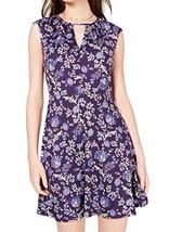 Be Bop Juniors&#39; Printed Keyhole A-Line Dress (L, Navy/Purple) - £15.61 GBP