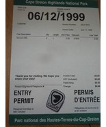 Cape Breton Highlands National Park Entry Permit 1999 - $3.99