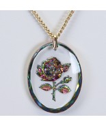 Necklace Metallic Rose Carved Estate Sale Find with 24&quot; Chain - $17.63