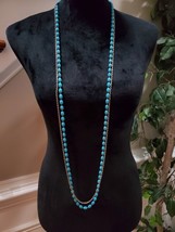 Women&#39;s Blue Beaded Silver Tone Stylish Extra Long Necklace - £19.61 GBP