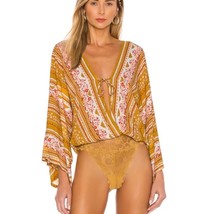 NWT FREE PEOPLE Intimately Gold Combo Bodysuit Size Small Boho Spring Su... - £34.24 GBP