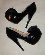 PENNY LOVES KENNY-Fay black bow and spikes Platforms Heels Shoes- SZ 6 M... - $30.29