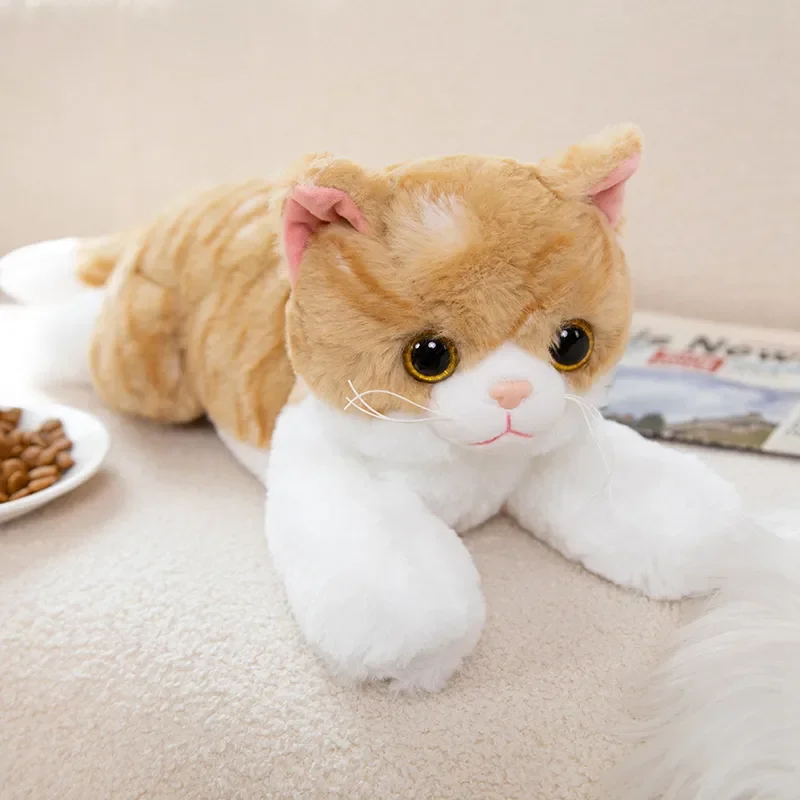 Realistic Cute Lying Cat Doll Plush Toy Soft Stuffed Animal simulation Pet - £9.60 GBP