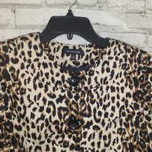 Notations Jacket Womens Small Animal Print 3/4 Sleeve Button Up Pockets - £14.02 GBP