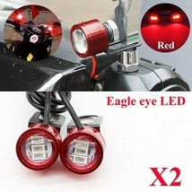12V Motorcycle Handlebar RED LED Headlights Running Spotlight 2X - £19.61 GBP