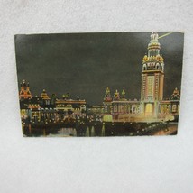 Antique Luna Park at Night Coney Island New York Postcard circa 1910 Unposted  - £11.74 GBP