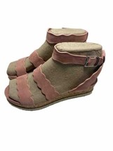Mark Fisher Womens Pink Leather Wedge Sandals NIB Size 8.5 - £39.38 GBP