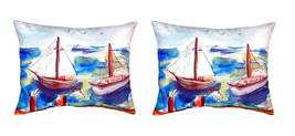 Pair of Betsy Drake Two Sailboats No Cord Pillows 16 Inch X 20 Inch - £63.30 GBP