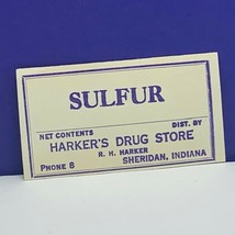 Drug store pharmacy ephemera label advertising Harkers Sulfur Sheridan I... - £9.28 GBP