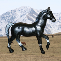 Vintage Imperial Toy Black Horse 5” Figure 1975 China - $8.52