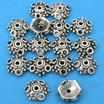 Bali Hex Bead Caps Antique Silver Plated 10.5mm 15 Grams 15Pcs Approx. - £5.45 GBP