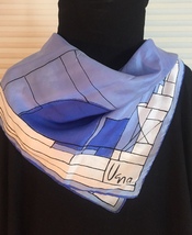 Vintage 60s Vera Neumann square silk scarf (Blue and white architectural)
