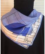 Vintage 60s Vera Neumann square silk scarf (Blue and white architectural) - $41.17 CAD