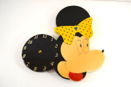 Minnie Mouse Wall Clock Wood  Hand Painted No Hands Lacquered Vintage - £22.68 GBP