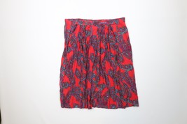 Vintage 90s Streetwear Womens Size 12 Rayon Gabardine Rainbow Paisley Skirt - $29.65