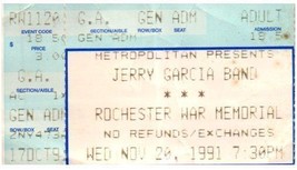 Jerry Garcia Bande Concert Ticket Stub Novembre 20 1991 Rochester New York - £43.63 GBP