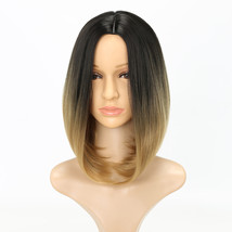 Short Bob Wigs For Women Synthetic Hair Shoulder Length Straight Black to Brown - £11.72 GBP