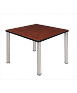 Regency 36 In. Square Cherry Table &amp; Chrome Post Legs - $5,316.50 MXN