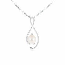 8mm Freshwater Cultured Pearl Infinity Pendant with Diamond in Silver - £156.34 GBP