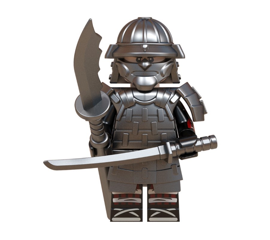 Minifigure Samurai Warrior Silver US Seller - $7.98