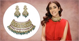 VeroniQ Trends-Indian Polki Necklace for Bridal-Wedding Jewelry-Party J - £219.01 GBP