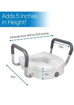 RMS Raised Toilet Seat - 5 Inch Elevated Riser with Adjustable Padded Arms - £19.02 GBP