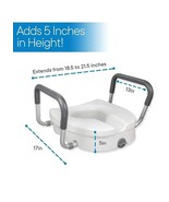 RMS Raised Toilet Seat - 5 Inch Elevated Riser with Adjustable Padded Arms - £19.01 GBP