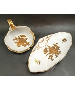 Charles Sadek Lot, Gilded Cornucopia &amp; Fan Dish, Post WW2 Mark MCM &amp; OBO - $58.00