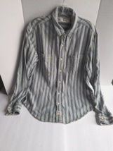 Levis Strauss Mens Shirt Medium Classic Fit Blue Stripes Button Cowboy W... - £17.28 GBP