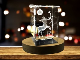 LED Base included | Sagittarius Zodiac Sign 3D Engraved Crystal Keepsake... - $39.99+